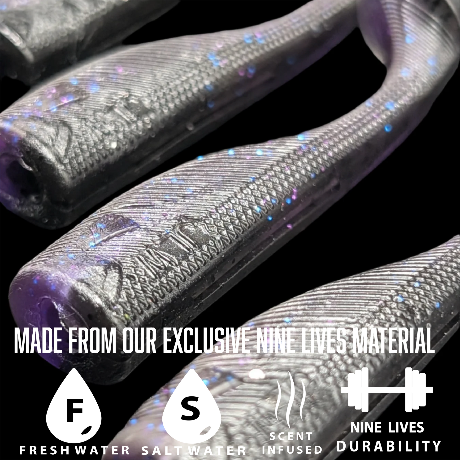 3 inch paddle tail swim bait | Midnight Grape – Jonah Lure Works Nine Lives Soft Plastic Swim Bait