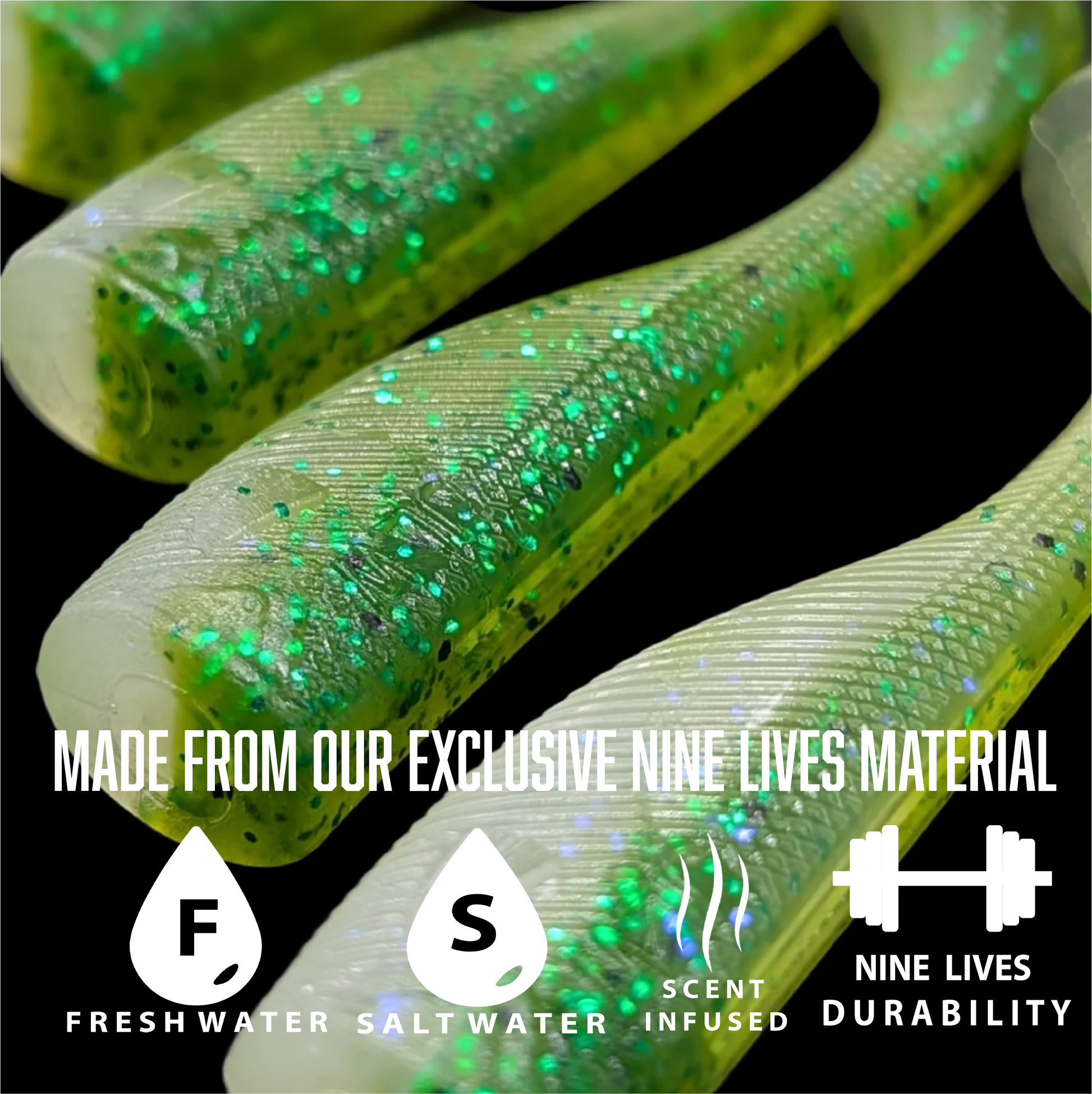 3 inch paddle tail swim bait | Baby Green – Jonah Lure Works Nine Lives Soft Plastic Swim Bait