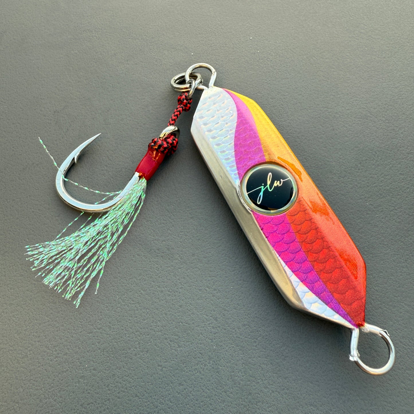 76g Hard Jig | Peach Wave – Jonah Lure Works Nine Lives Hard Prism Jig