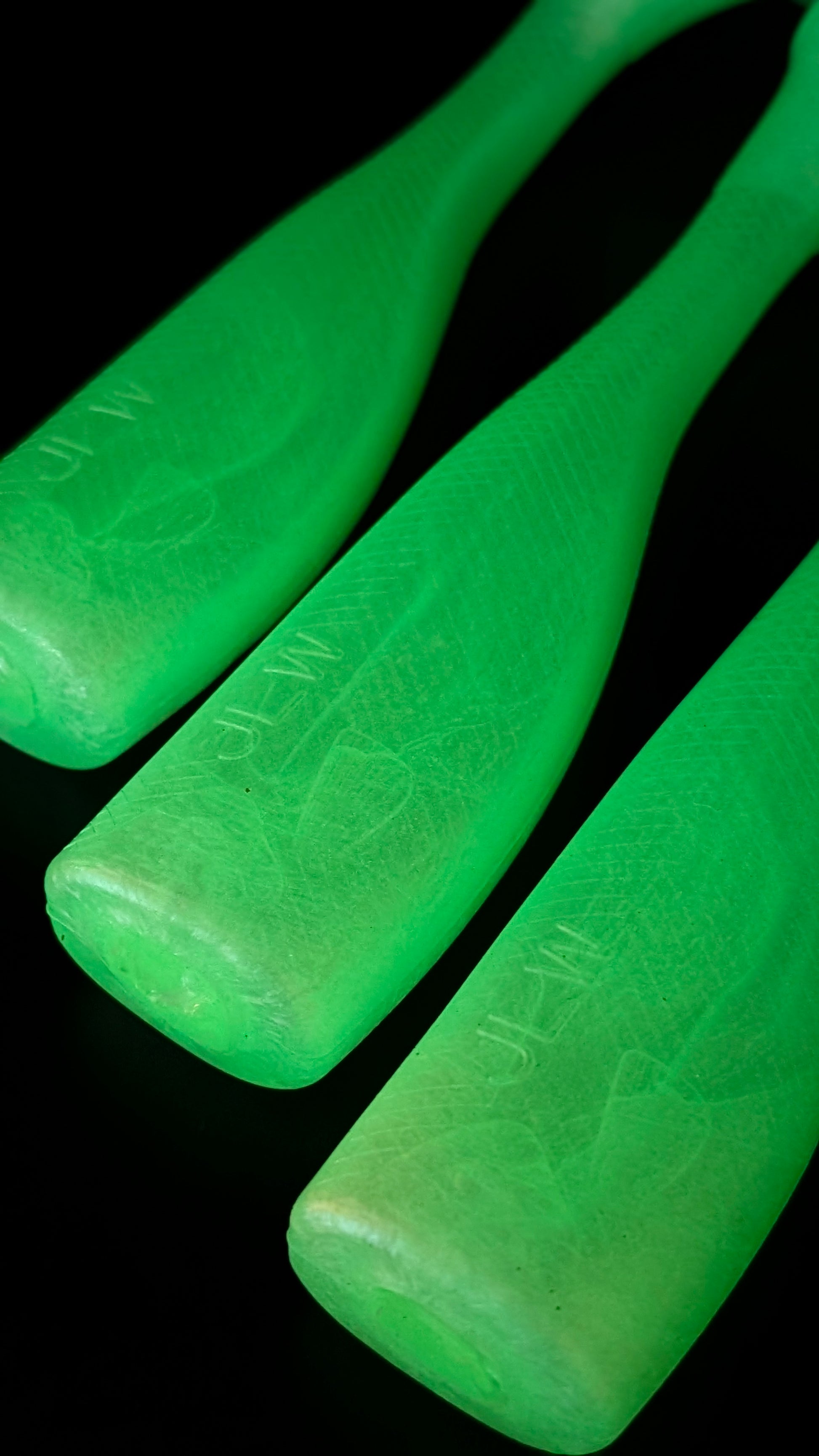 8 inch paddle tail swim bait | Bone Glo dark – Jonah Lure Works Nine Lives Soft Plastic Swim Bait