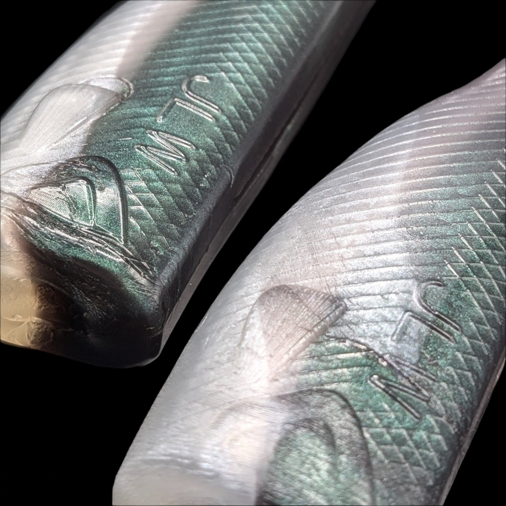 8 inch paddle tail swim bait | Greenback closeup – Jonah Lure Works Nine Lives Soft Plastic Swim Bait