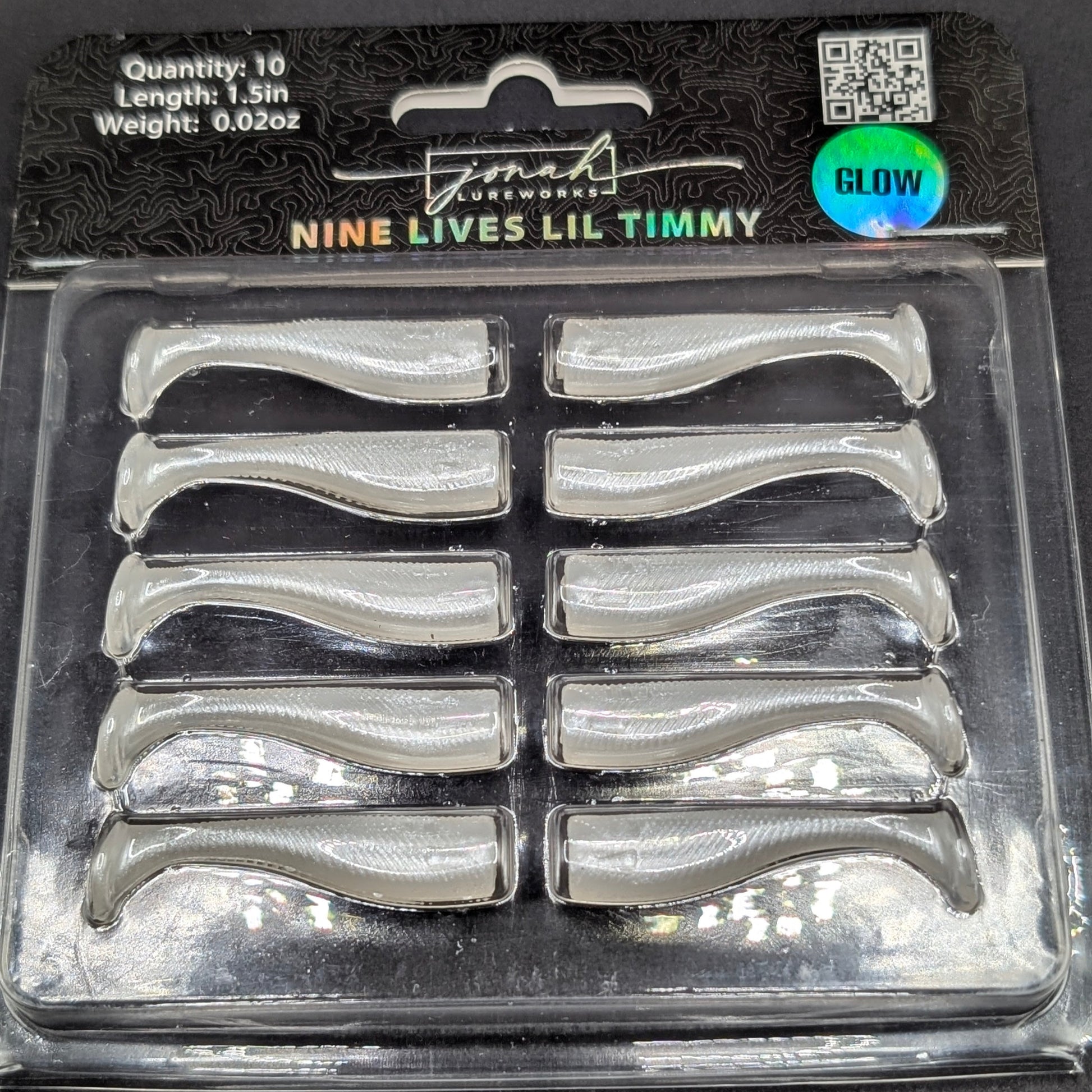1.5 inch Lil Timmy micro paddle tail swim bait | Bone Glo package – Jonah Lure Works Nine Lives Soft Plastic Swim Bait