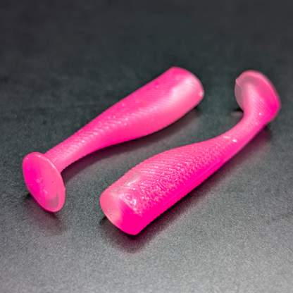 1.5 inch Lil Timmy micro paddle tail swim bait | Dragonfruit glo – Jonah Lure Works Nine Lives Soft Plastic Swim Bait