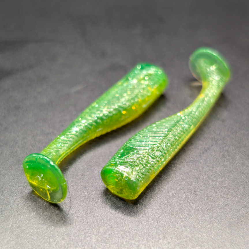 1.5 inch Lil Timmy micro paddle tail swim bait | Turtle – Jonah Lure Works Nine Lives Soft Plastic Swim Bait