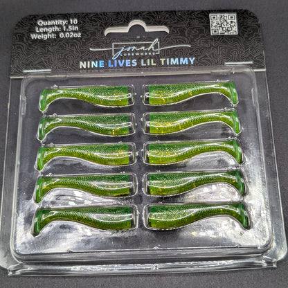 1.5 inch Lil Timmy micro paddle tail swim bait | Turtle package – Jonah Lure Works Nine Lives Soft Plastic Swim Bait