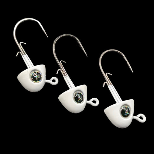 3" Paddle Jig Head - White Glo 10g Jonah Lure Works
