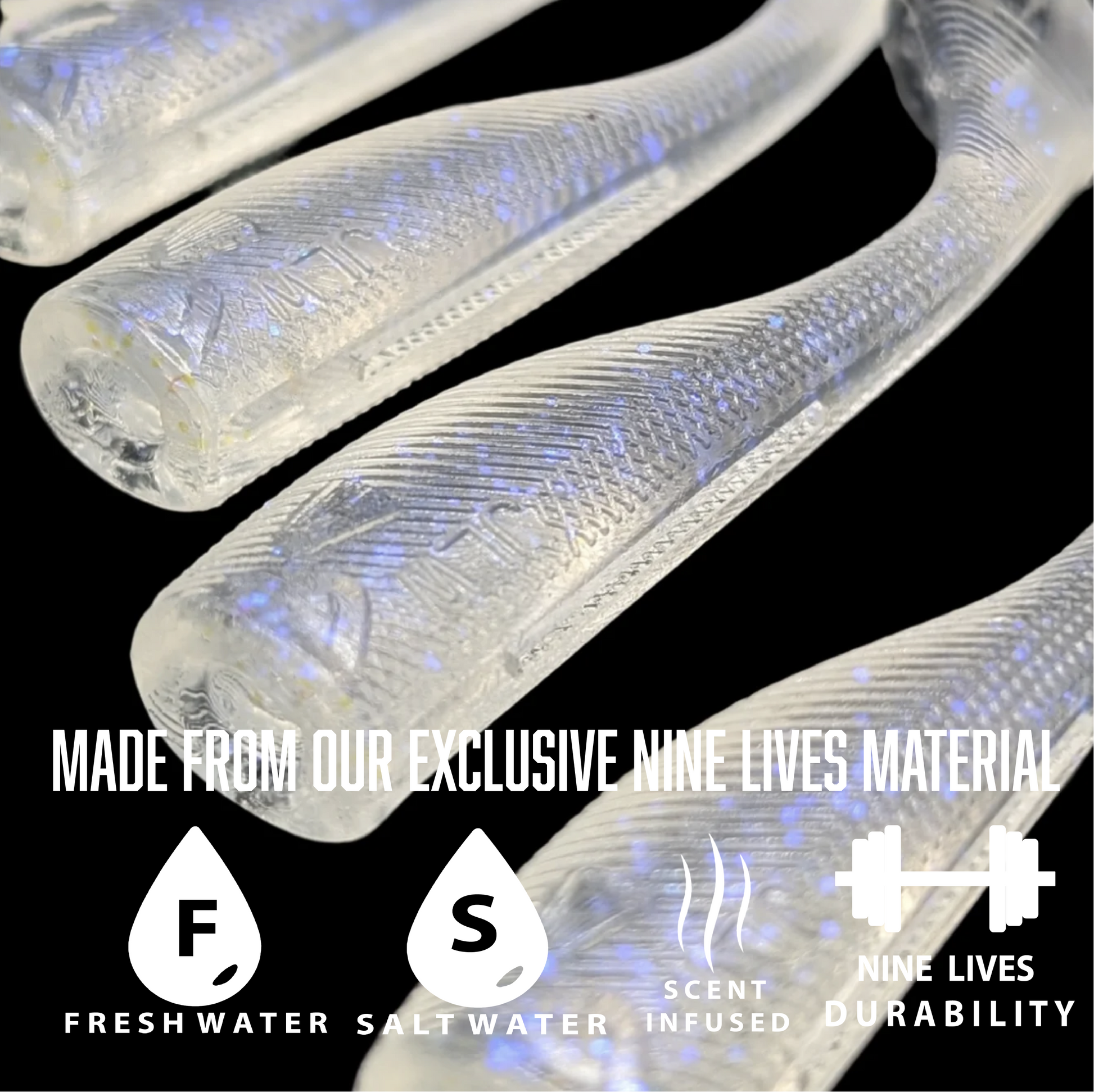 4 inch paddle tail swim bait in Blue Sparkle  – Jonah Lure Works Nine Lives Soft Plastic Swim Bait. Fresh and salt water rated.
