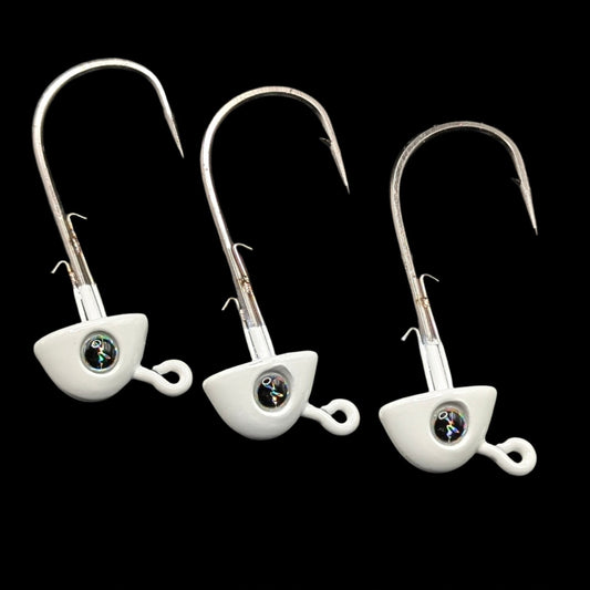 4" Paddle Jig Head | White Glo 15g – Jonah Lure Works Paddle Head