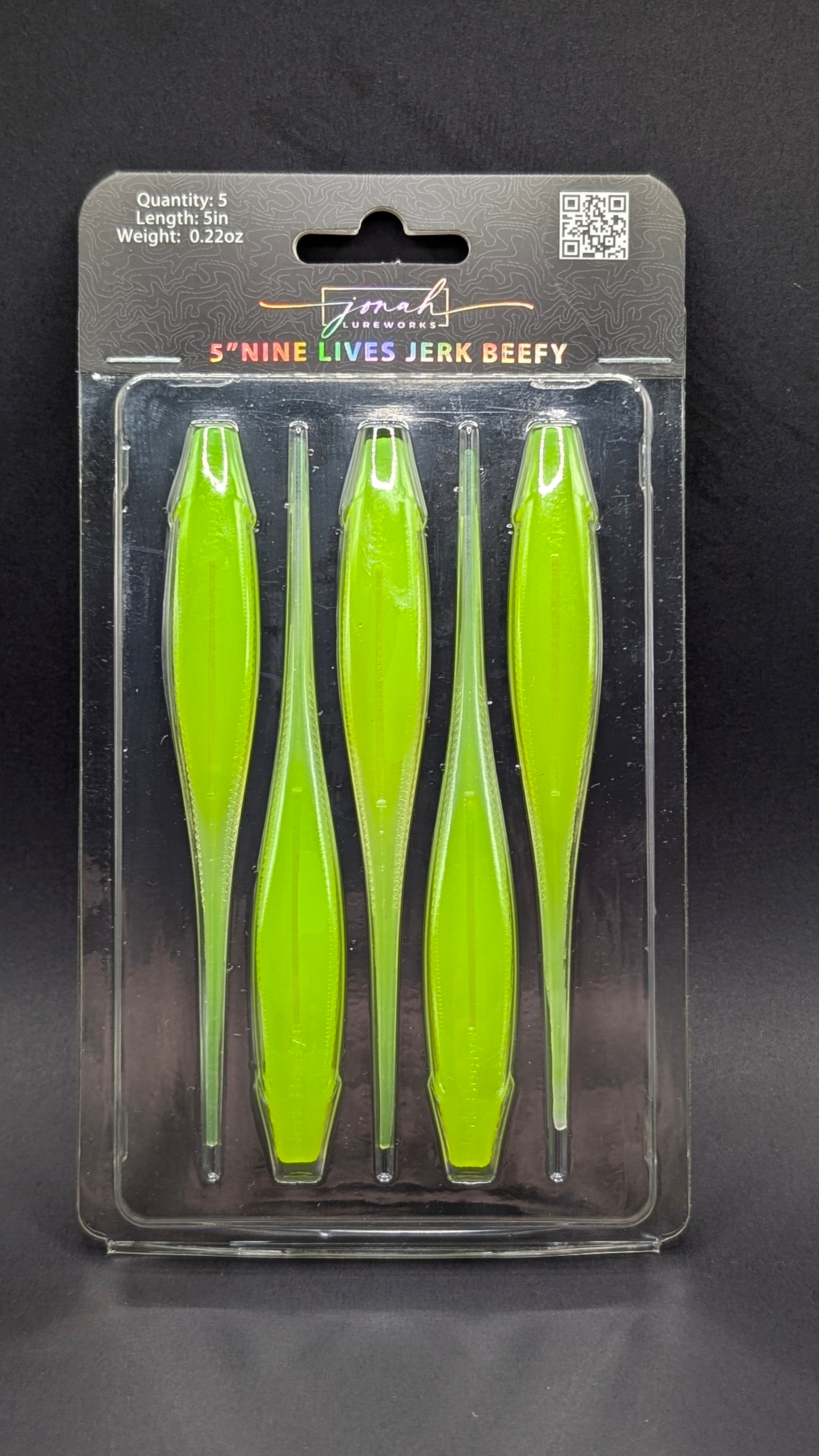5 inch Jerk Beefy jerk bait | Chartreusicle package – Jonah Lure Works Nine Lives Soft Plastic Jerk Bait