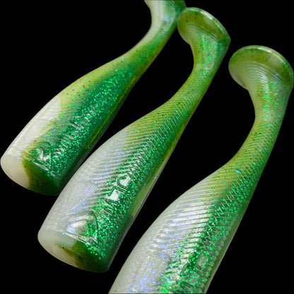 8 inch paddle tail swim bait | Baby Green – Jonah Lure Works Nine Lives Soft Plastic Swim Bait